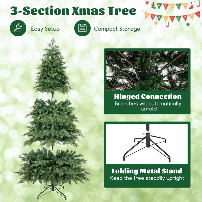 6/7.5 FT Pre-Lit Artificial Christmas Tree, PE/PVC Mixed Tips, Hinged Xmas Tree with Remote - Product image 16