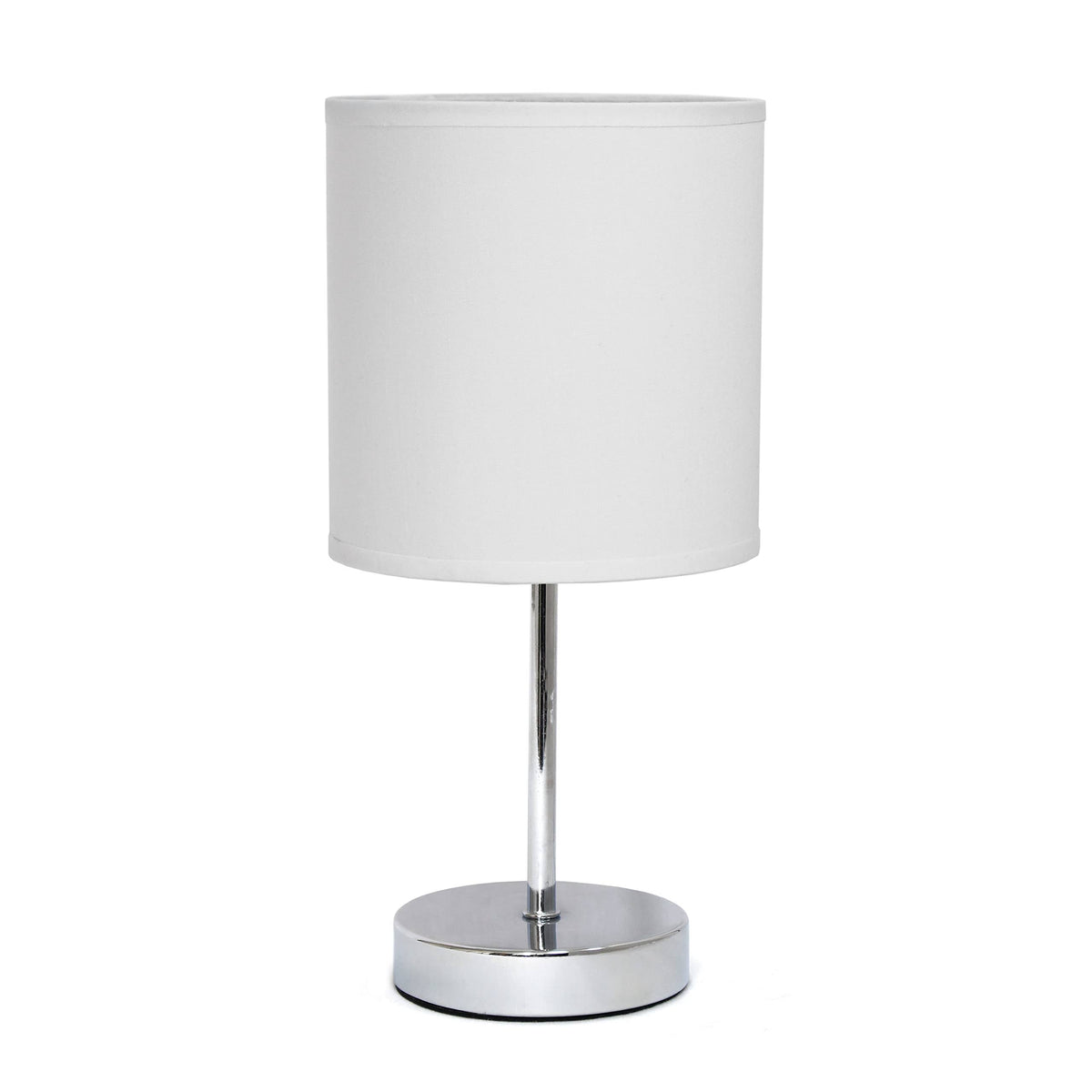 Simple Designs Chrome Mini Basic Table Lamp with Fabric Shade 2 Pack Set - White - Product image 1
