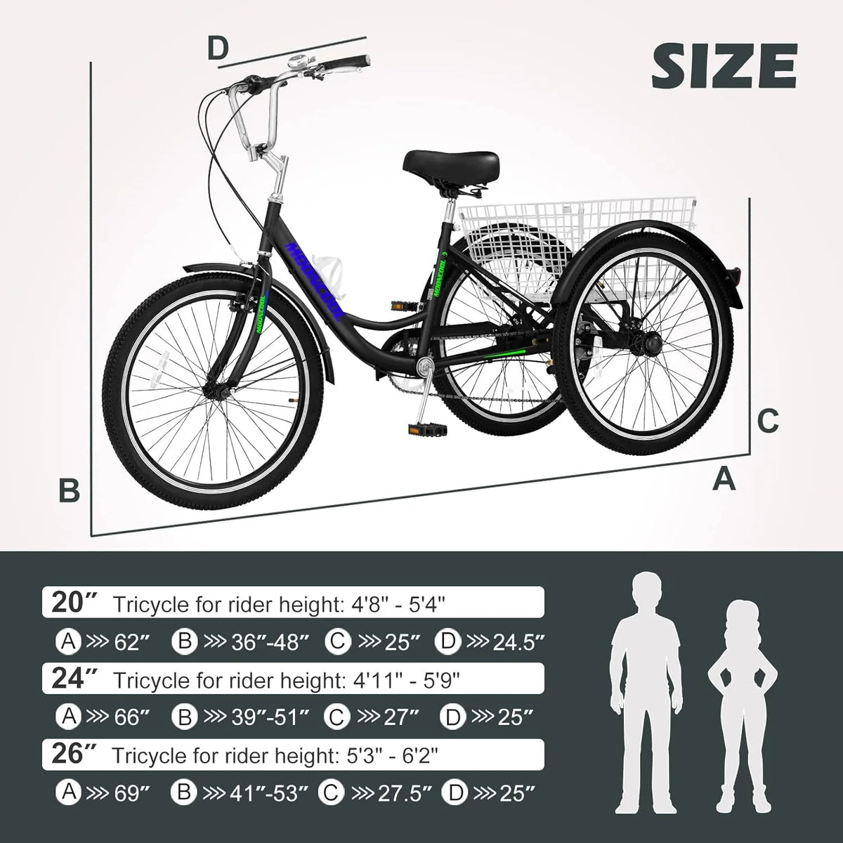 FICISOG 7 Speed Adult Tricycle for Women, 20/24/26 in Adult Trike with Basket - Product image 71