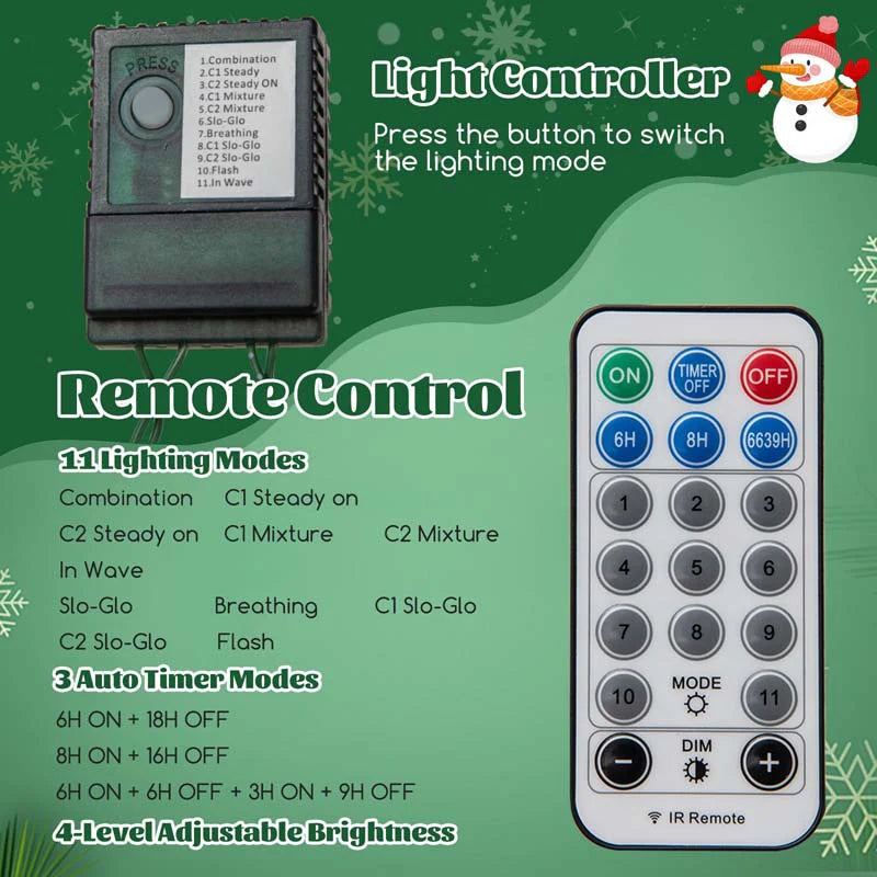 6/7.5 FT Pre-Lit Artificial Christmas Tree, PE/PVC Mixed Tips, Hinged Xmas Tree with Remote - Product image 15
