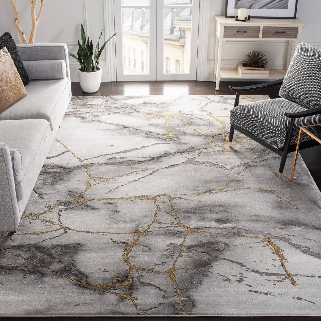 Coupland Abstract Gray/Gold Area Rug Orren Ellis Rug Size: Rectangle 5'3" x 7'6" - Product image 1