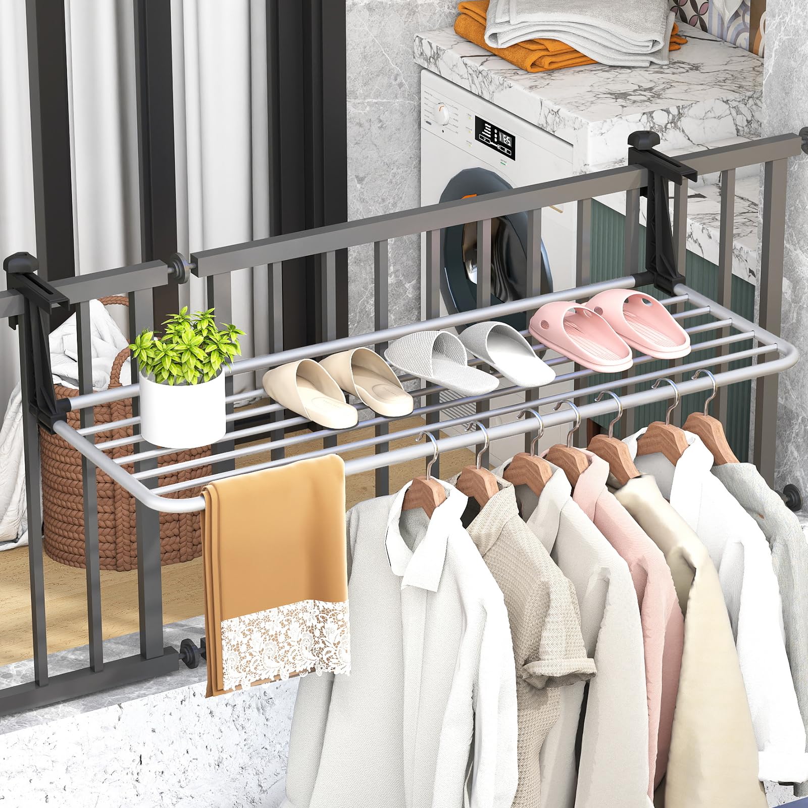 Tangkula Portable Clothes Drying Rack - Extendable Radiator Clothes Airer with Robust Aluminum Frame for - Product image 1