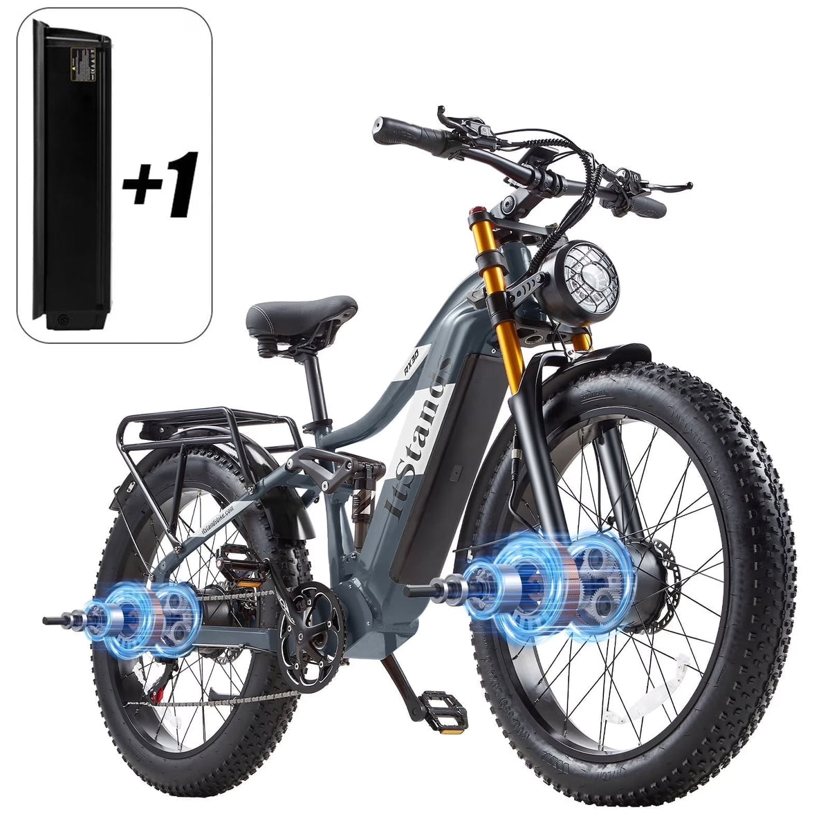 Dual Motors AWD 2000W Electric Bike for Adult 26'', UL2849 48V 60AH Removable Battery E - Product image 3
