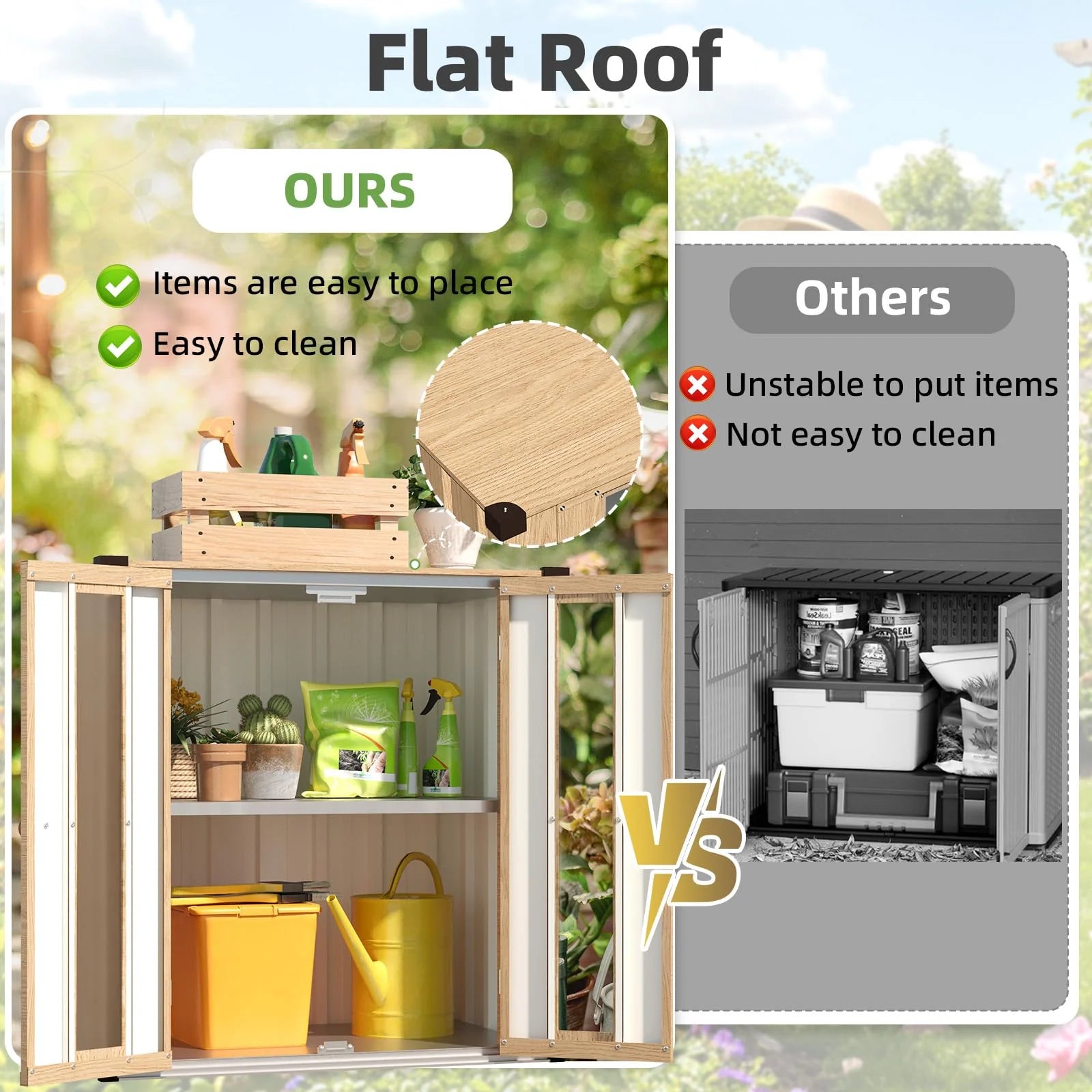 AECOJOY Small Outdoor Storage Cabinet Waterproof with Shelves, Vertical Garden Storage Sheds