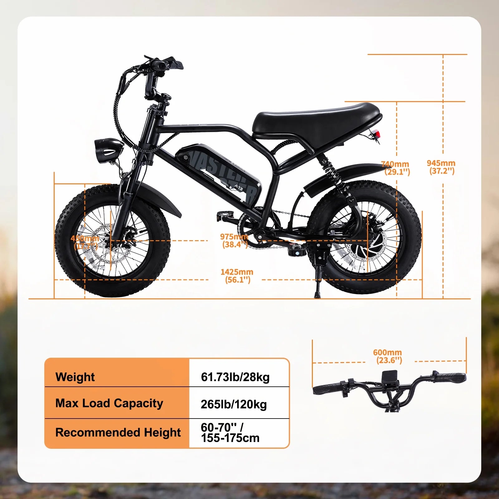 AVDL Electric Bike, 16" Fat Tire Ebike, 500W Motor, 48V 12ah Removable Battery, 4x Suspension - Product image 8