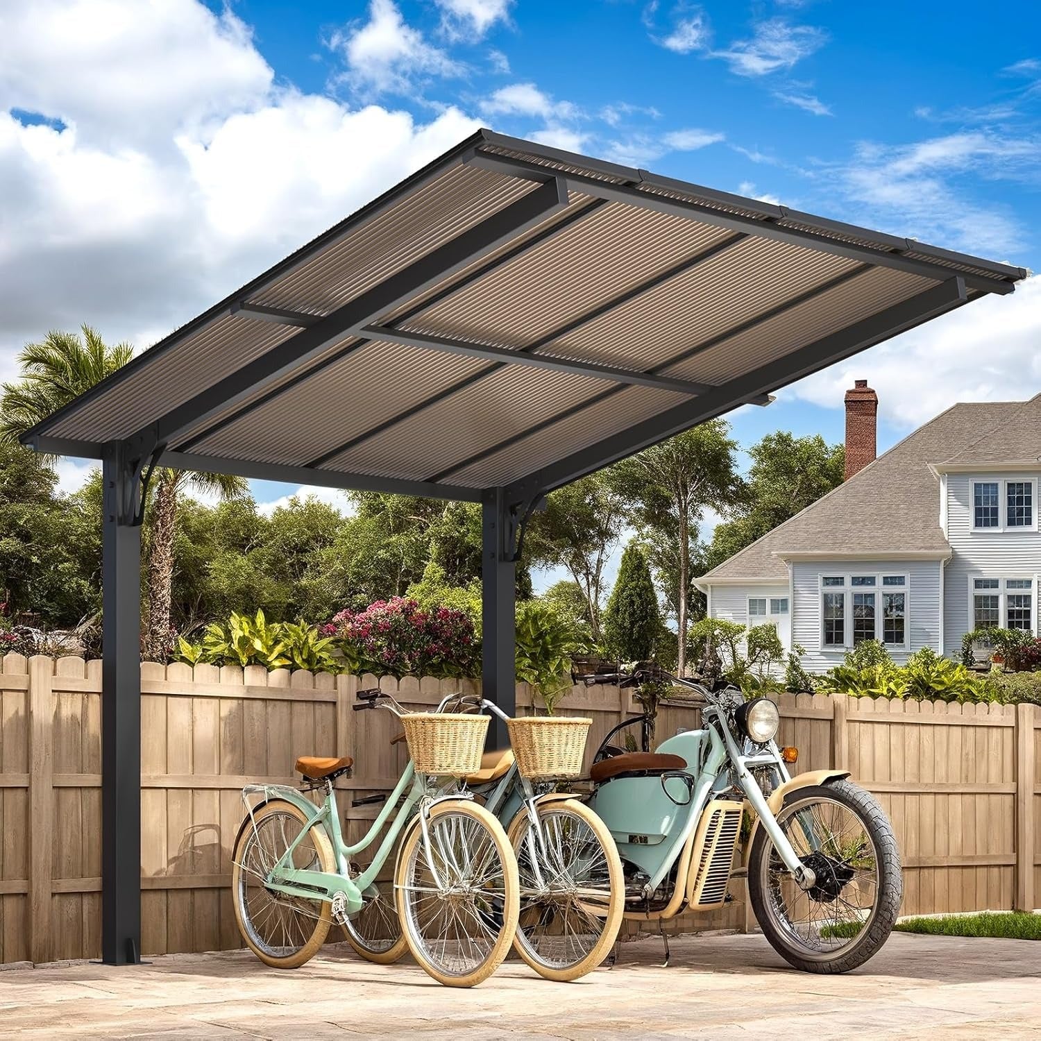 AECOJOY 8' x 8' Gazebo for Patio, Freestanding Lean to Hard Top Gazebo Carport Shelter - Product image 2
