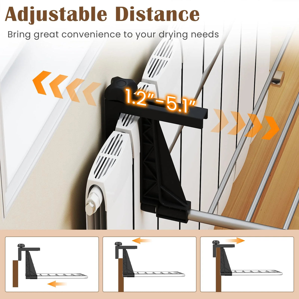 Tangkula Portable Clothes Drying Rack - Extendable Radiator Clothes Airer with Robust Aluminum Frame for - Product image 6