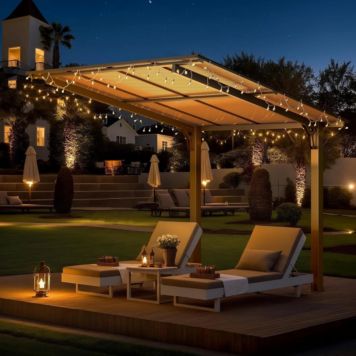 AECOJOY 8' x 8' Gazebo for Patio, Freestanding Lean to Hard Top Gazebo Carport Shelter - Product image 7