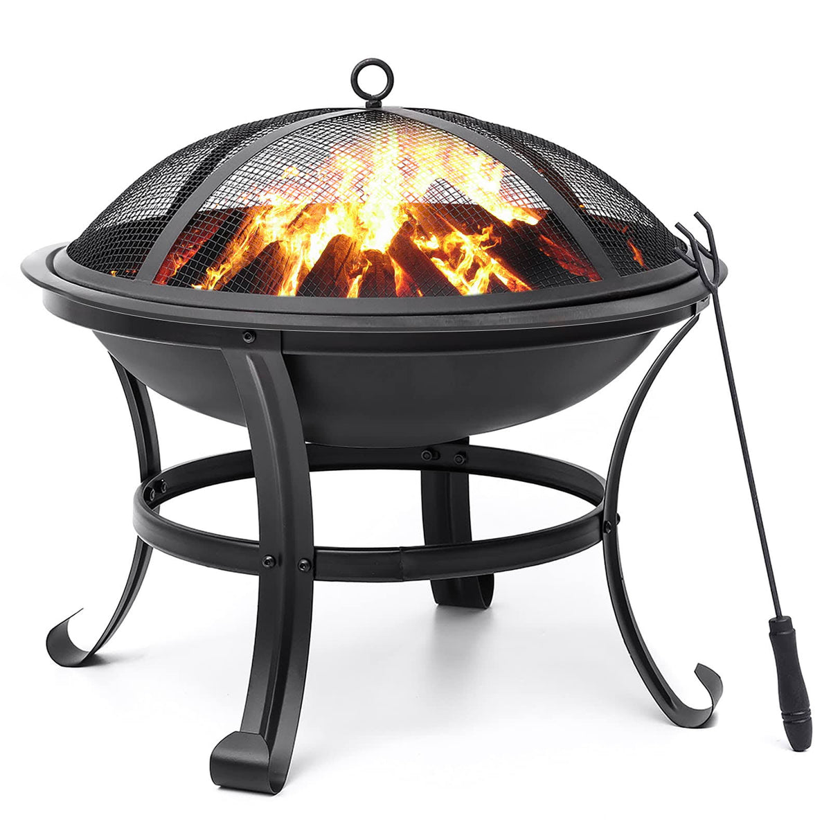 Singlyfire 22 inch Fire Pit for Outside Outdoor Wood Burning Small Bonfire Pit Steel Firepit Bowl for Patio - Product image 1
