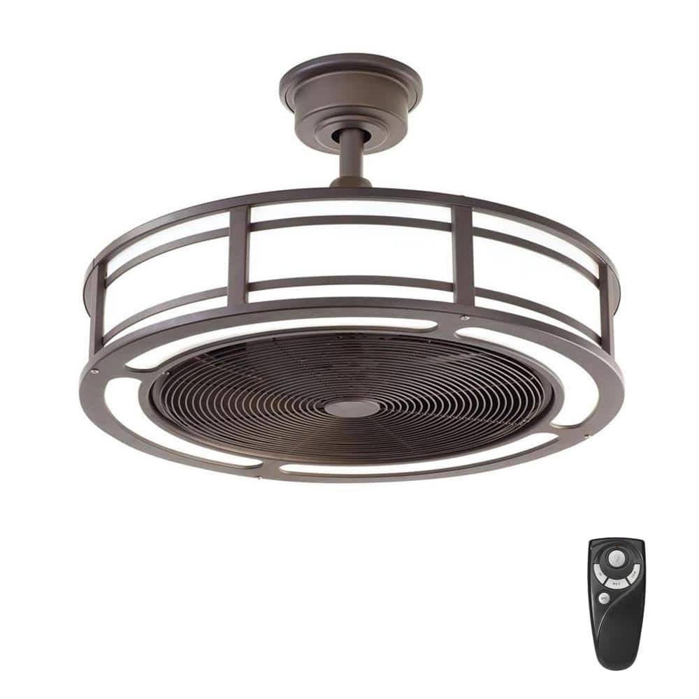 Home Decorators Collection Brette II 23 in. LED Indoor/Outdoor Espresso Bronze Ceiling Fan with Light and - Product image 1