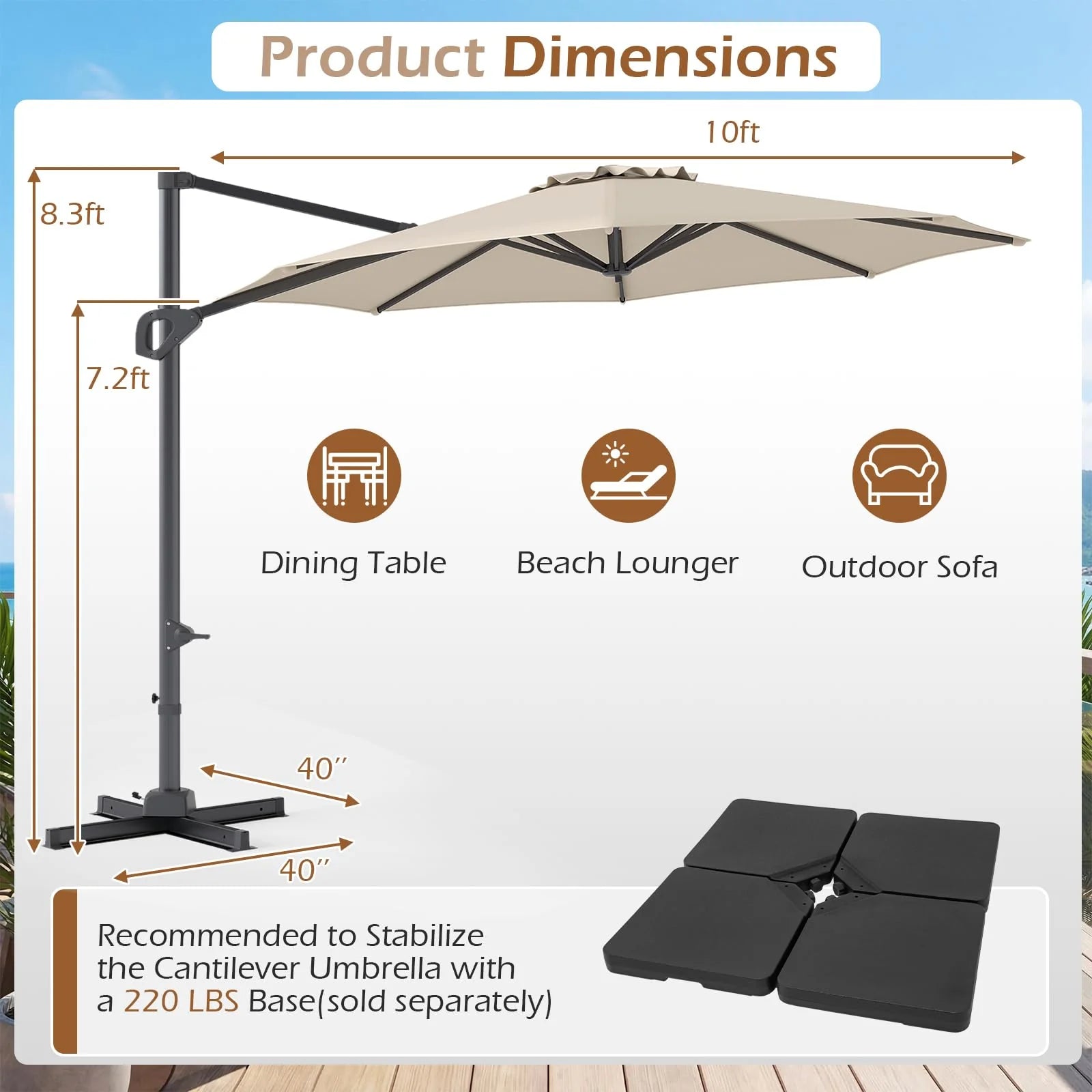 Tangkula 10ft Patio Umbrella with Aluminum Pole - Product image 9